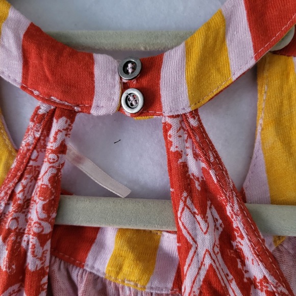 New Free People Mimi Halter Tunic Top Orange Floral Women Small Lavender Combo S - Picture 10 of 14